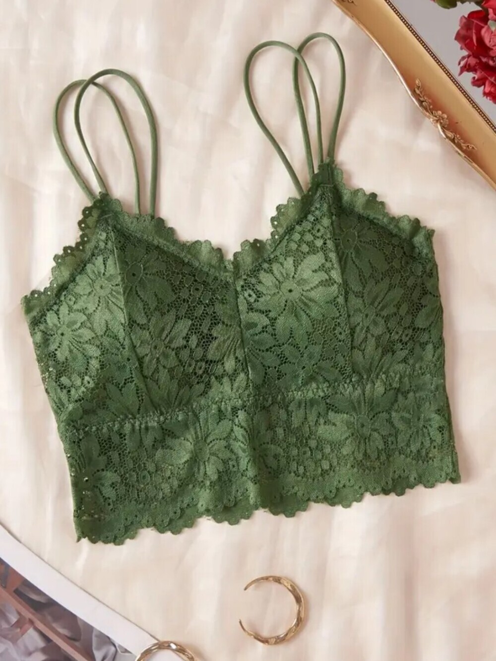 NWT Olive Green Lace Bralette